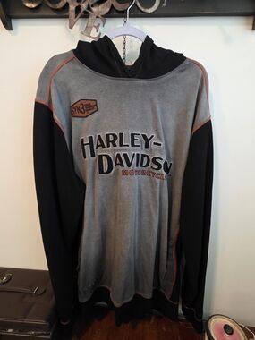 Harley-Davidson Black and Orange Interior Trim Hooded Sweatshirt